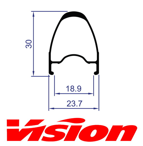 VISION predný ráfik TEAM30 RB 18H w/o Logo
